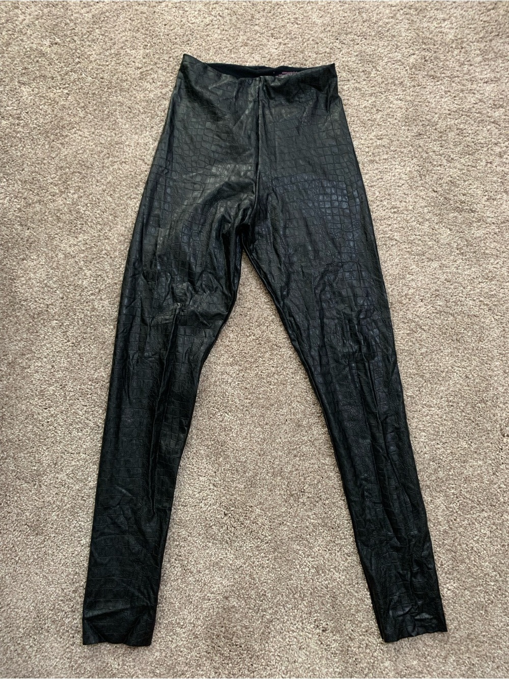 Commando Faux Leather Animal Crocodile Leggings Pants Black Small High Waist